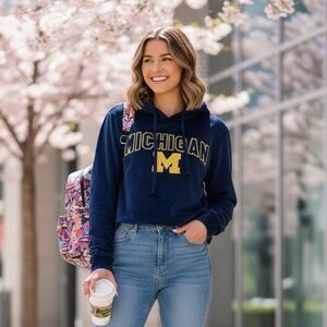 Michigan Women's Navy Blue Fleece Hoodie